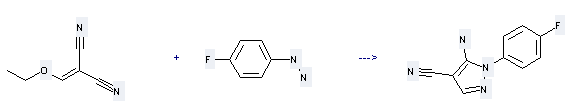 5-Amino-4-cyano-1-(4-fluorophenyl)pyrazole can be prepared by (4-fluoro-phenyl)-hydrazine and ethoxymethylene-malononitrile by heating